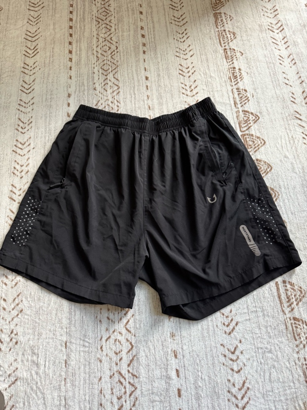 Men's Black Athletic Training Shorts with Reflective Details